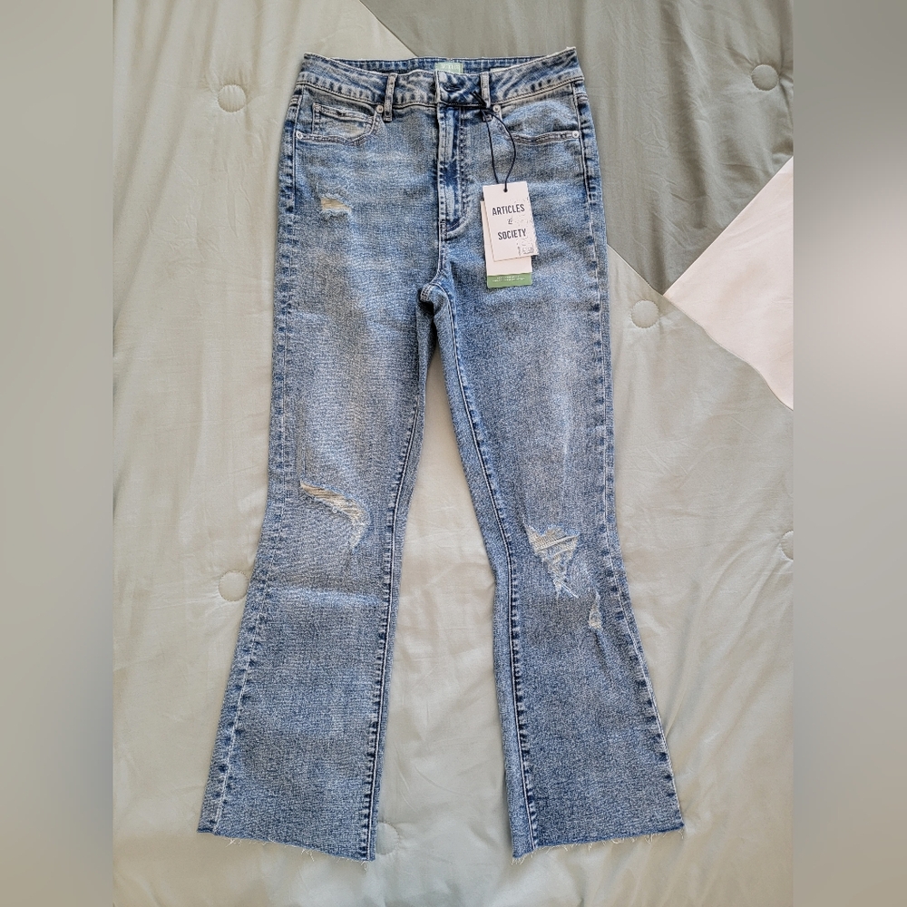 Articles Of Society Distressed Cropped Flare Jeans